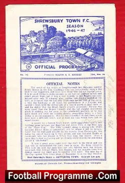 Shrewsbury Town v Doncaster Rovers 1946 - 1940s Programme - football programme