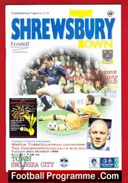 Shrewsbury Town v Swansea City 1998 - football programme