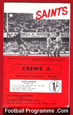Southampton v Crewe Alexandra 1968 - football programme