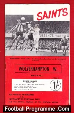 Southampton v Wolves 1968 - football programme
