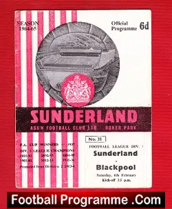 Sunderland v Blackpool 1965 - football programme