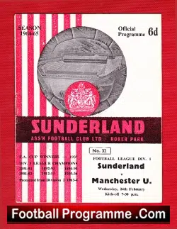 Sunderland v Manchester United 1965 - football programme