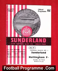 Sunderland v Nottingham Forest 1965 - football programme