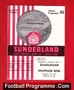 Sunderland v Sheffield United 1965 - football programme