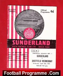 Sunderland v Sheffield Wednesday 1965 - football programme