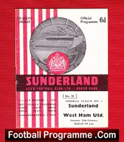 Sunderland v West Ham United 1965 - football programme