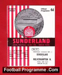 Sunderland v Wolves 1965 - football programme