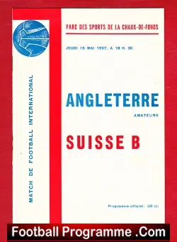 Switzerland v England 1957 – Amateur International Swiss