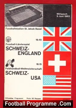 Switzerland v England 1963 – In Basel + USA America