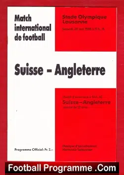 Switzerland v England 1988 – Swiss