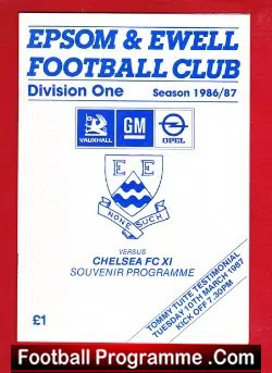 Tommy Tuite Testimonial Benefit 1987 Epsom Ewell - + George Best - football programme