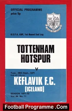 Tottenham Hotspur v Keflavik 1971 – Iceland Team