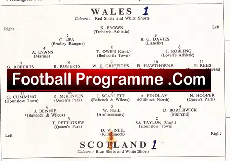 Wales v Scotland 1957 – Amateur International at Newtown