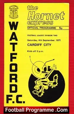 Watford v Cardiff City 1971 - football programme