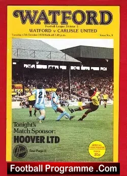 Watford v Carlisle United 1978 - football programme