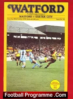 Watford v Exeter City 1978 - football programme