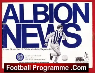 West Bromwich Albion v Wolves 1970 - football programme
