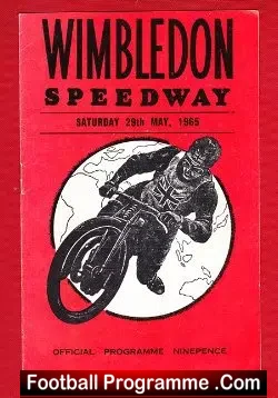 Wimbledon Speedway v Hackney 1965 - speedway programme