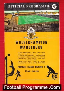 Wolves Wolverhampton v Blackpool 1961 - football programme