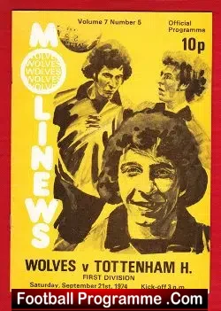 Wolves Wolverhampton v Tottenham 1974 – Plus Unused Ticket