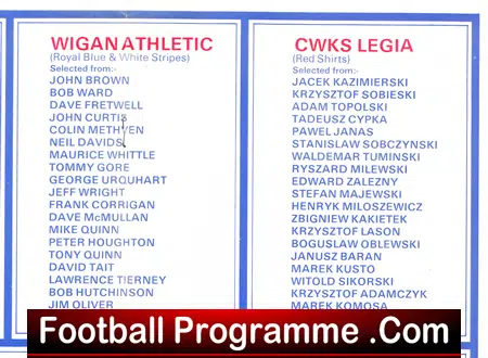 Wigan Athletic v East Fife 1980 - CWKS Legia - Pre Season