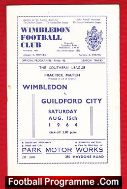 Wimbledon v Guildford City 1964 - Practice Match