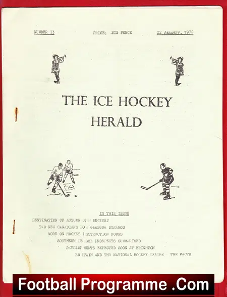 UK Ice Hockey Herald Magazine 1972