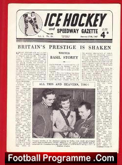 Ice Hockey and Speedway Gazette Magazine 1947 –  January