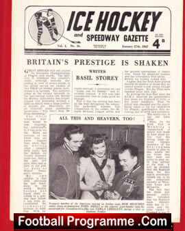 Ice Hockey and Speedway Gazette Magazine 1947 –  January