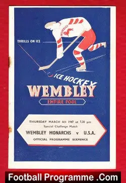 Wembley Ice Hockey v America USA 1947 - at the Empire Pool