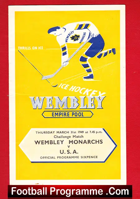 Wembley Ice Hockey v America USA 1949 – at the Empire Pool