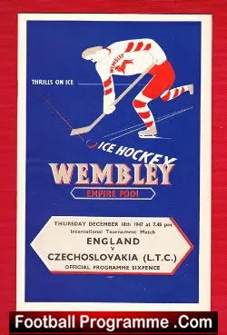 Wembley Ice Hockey v Czechoslovakia 1947 - at the Empire Pool