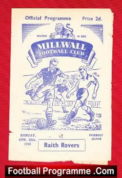 Millwall v Raith Rovers 1953 - Friendly Match 1950s
