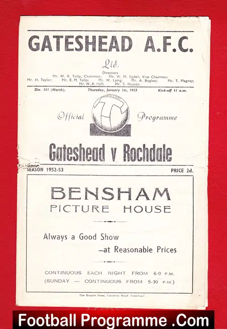 Gateshead v Rochdale 1953