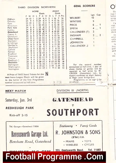 Gateshead v Rochdale 1953