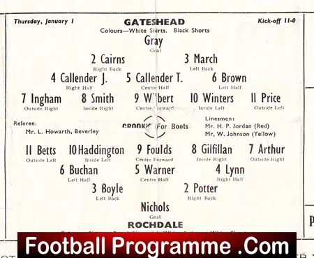 Gateshead v Rochdale 1953