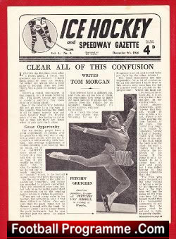 Ice Hockey and Speedway Gazette Magazine 1946 –  December