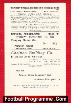 Torquay United v Newton Abbot 1952 – South Western League