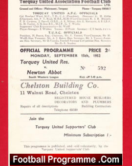 Torquay United v Newton Abbot 1952 – South Western League