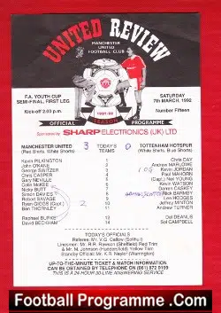 Manchester United v Tottenham 1992 - Youth Cup Semi Final