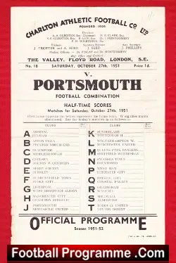 Charlton Athletic v Portsmouth 1951 - Reserves Match