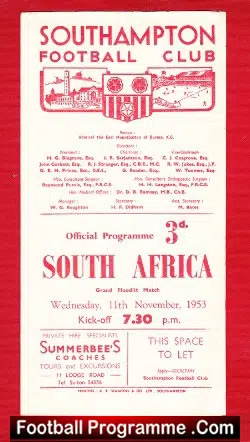 Southampton v South Africa 1953 – Friendly Match