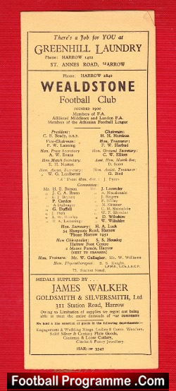 Wealdstone v Willesden 1948 – FA Cup Prelims