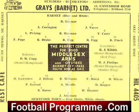 Barnet v Hertford Town 1963 - Senior Cup Final
