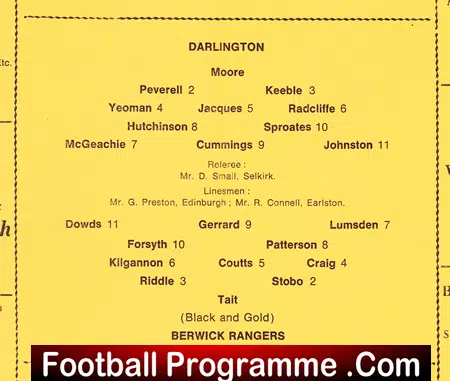 Berwick Rangers v Darlington 1966
