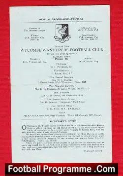 Wycombe Wanderers v Ilford 1955 – Reserves Match