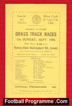 Lincoln Grasstrack Motor Cycle Races 1950