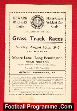 Newark Grasstrack Motor Cycle Races 1947