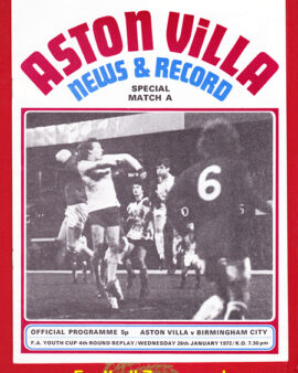 Aston Villa v Birmingham City 1972 – FA Youth Cup Replay