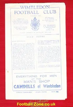 Wimbledon v Lengnau 1956 - Challenge Match - Bern Switzerland